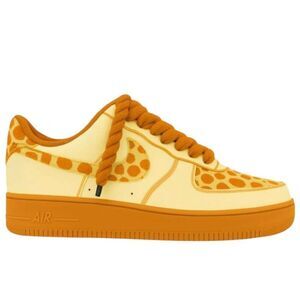 NIKE Air Force 1 Low Custom Orange Dip Dye Rope Lace Sneakers Size 8.5